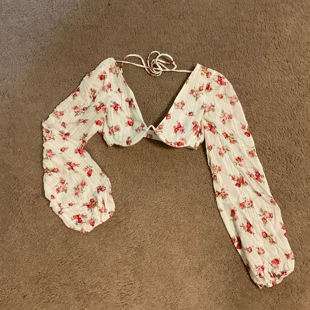 Floral Long Sleeve Crop Top
